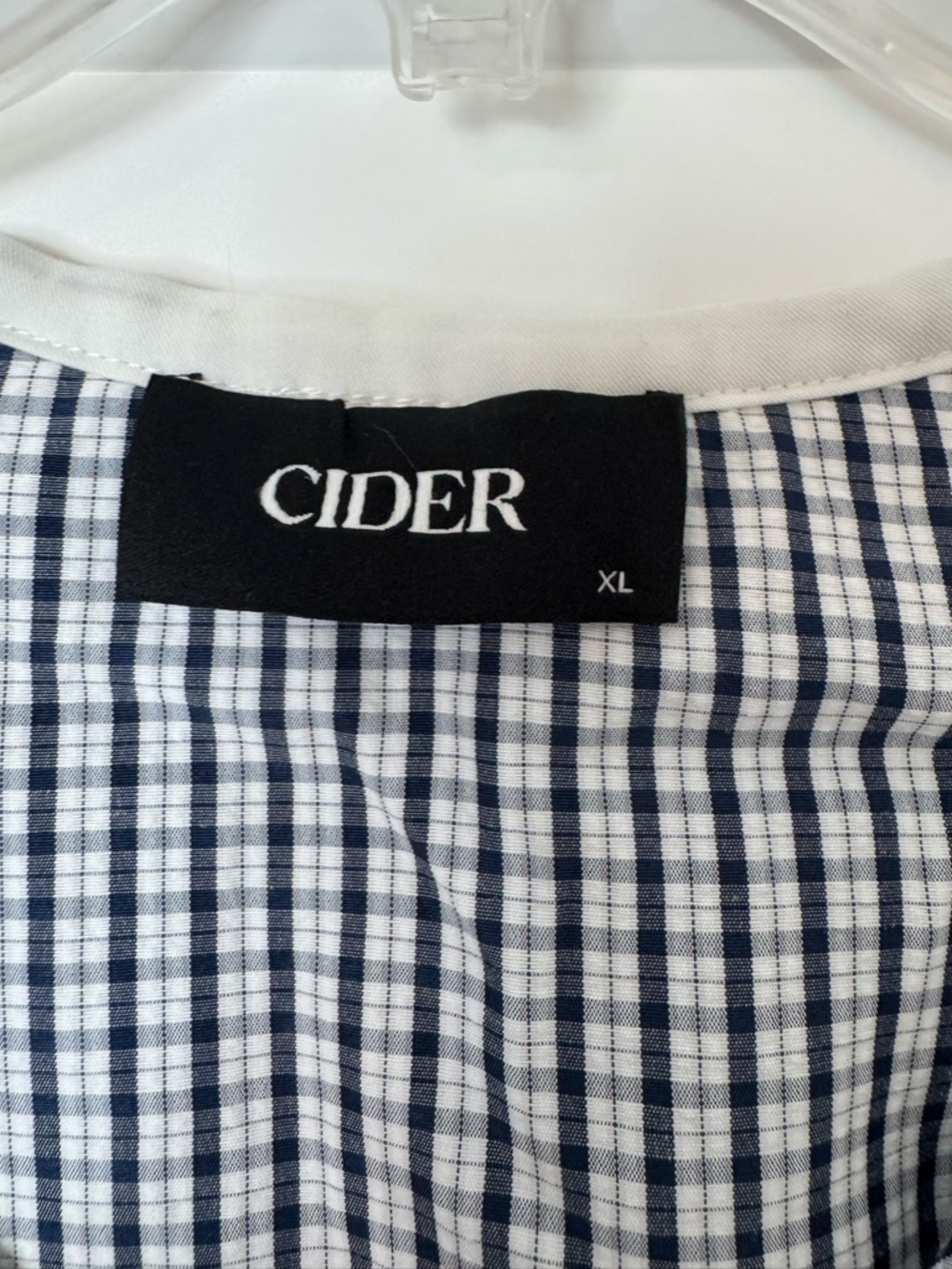 Cider Navy Gingham Peplum Blouse with White Ruffle Collar - Picture 5 of 6